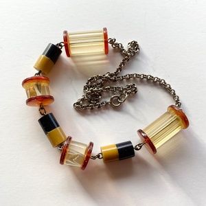 Vintage Plastic Necklace with Geometric Shapes